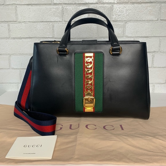 Gucci Large Sylvie Top Handle Tote Black New crossbody - Picture 3 of 16